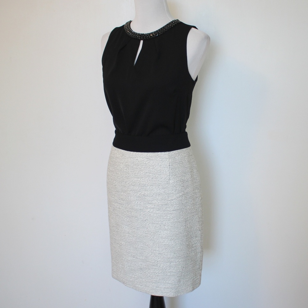 BANANA REPUBLIC Size 8 Skirt Blouse Ivory Black